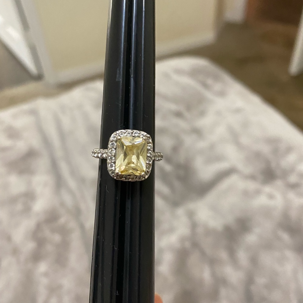 Vintage 925 citrine and CZ ring
